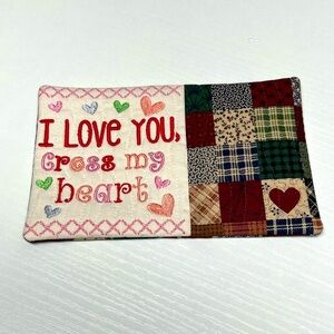Hand Crafted Mug Rug Coaster Embroidered Cotton Fabric Padded Absorbs Liquid